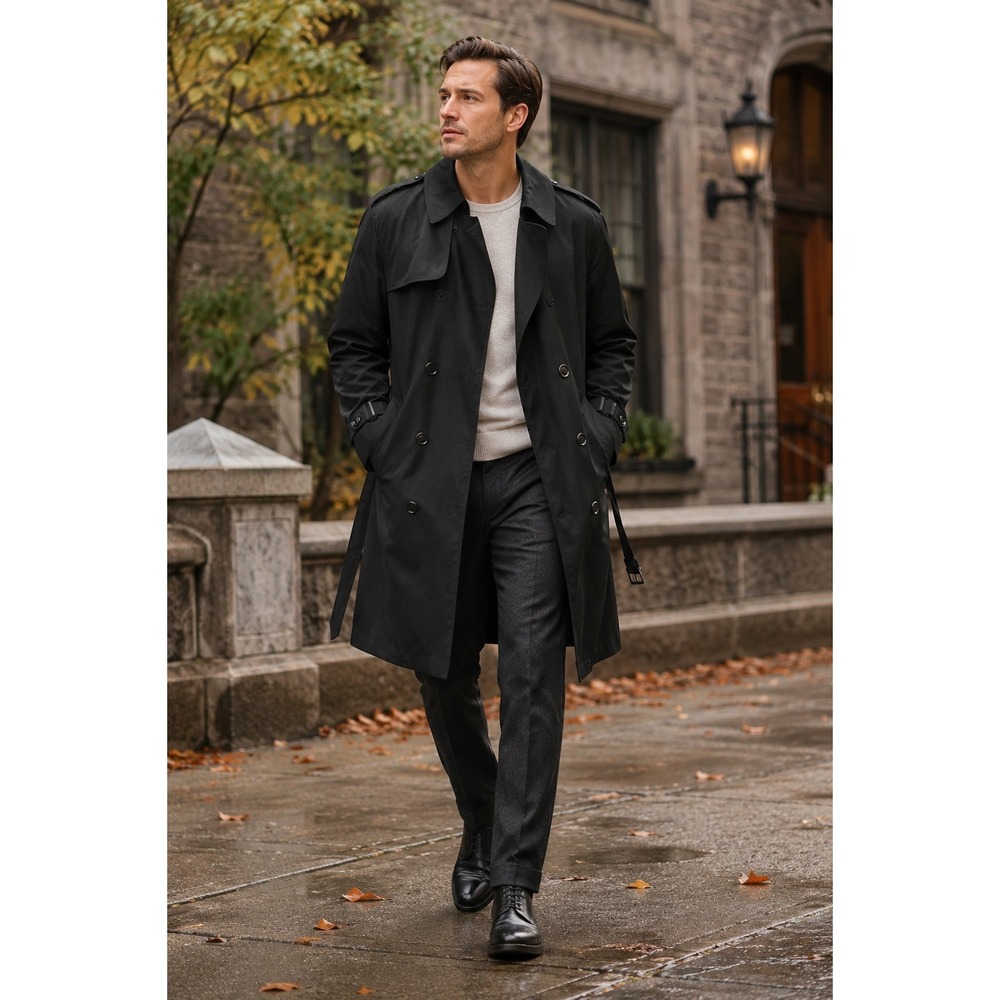 US Military DSCP Garrison Collection Men's 42S Black All Weather Trench Coat NWT